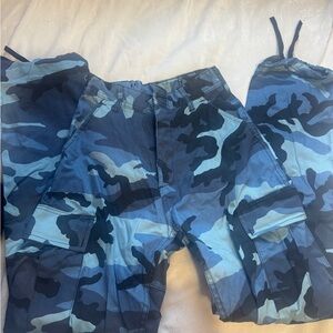 Blue Camouflage Cargo Pants